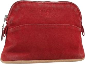 Herm&egrave;s Pre-owned Canvas Pouch - Dames - Vintage Clutch - Rood - ONE Size - Leer - Vintage