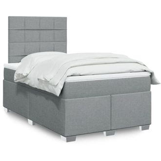 vidaXL Cama Box Spring Con Colch&oacute;n Tela Gris Claro 120x190 Cm