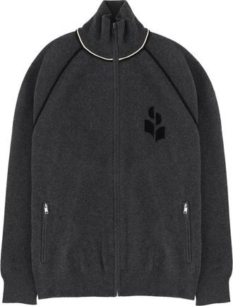 Isabel Marant Sergio Charcoal Zip-Up Cotton-Blend Sweatshirt