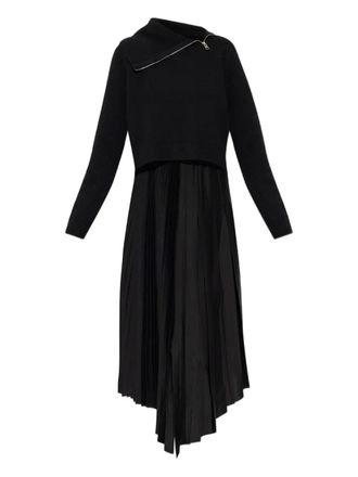 AllSaints Jax zip-detail pleated midi dress - Black