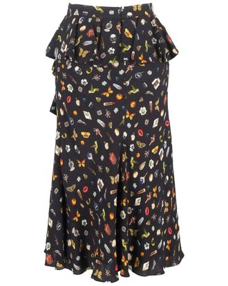 Alexander McQueen Alexander Mcqueen Printed Ruffle Midi Skirt, Size It 42 (Authentic Pre-Loved)