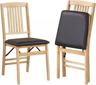 Costway Folding Dining Chairs Set of 2 Foldable Upholstered Kitchen Chairs