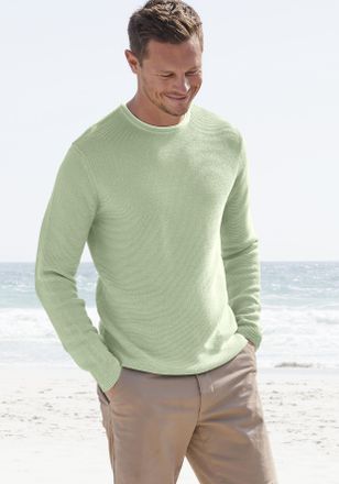 Le Jogger Strickpullover mit Double-Layer Optik, Pullover aus reiner Baumwolle