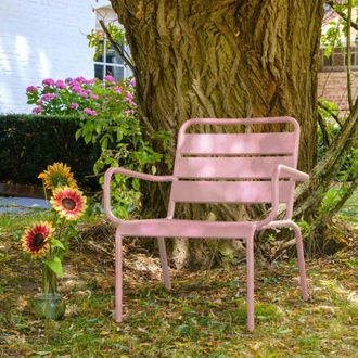 Oviala Sill&oacute;n de jard&iacute;n bajo de acero rosa relajante