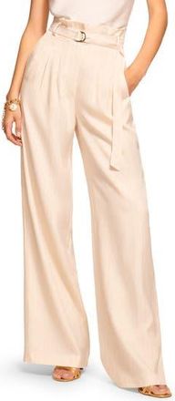 Ramy Brook Natasha Belted Paperbag Waist Wide Leg Pants in Light Sandstone Lurex Stripe at Nordstrom Rack, Size 0