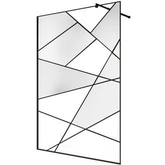 Vente-Unique Parete da doccia walk-in serigrafata 140 x 200 cm Nero opaco - TRISEO