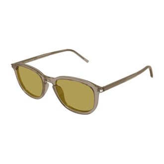 Saint Laurent Ovale Zonnebril - Heren - Accessoires - Grijs - Maat: 52 MM Nylon