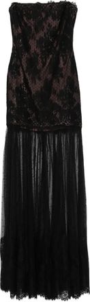 Retrof&ecirc;te Tulen maxi-jurk met kant - Zwart