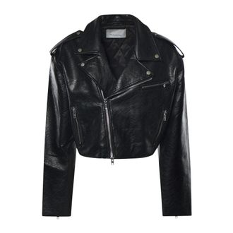 Frankie Shop Daphne Biker Jas - Dames - Leren en Su&egrave;de Jassen - Zwart - S - Leer - Jassen