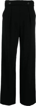 Proenza Schouler Zwarte Casual Viscose Cr&ecirc;pe Broek - Dames - Wijde Broeken - Zwart - M - Polyester - Broeken