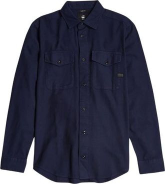 G-Star Marine Slim Shirt - Heren - Casual Overhemden - Blauw - S - Katoen - Overhemden