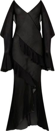 Roberto Cavalli Abito sottoveste in chiffon di seta - - Dresses - Donna - Nero - M