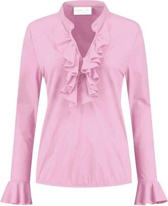 Hart by Helena Hart Ruche Rose Blouse - Elegante Stijl - Dames - Blouses - Roze - XS - Overhemden