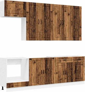 vidaXL Unidad De Cocina Porto 8 Uds. Madera Envejecida Vidaxl