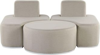 Beliani Conjunto De Sala De Estar 2 Plazas Modular De Poli&eacute;ster Gris Claro Sof&aacute;s Reposapi&eacute;s Fabro