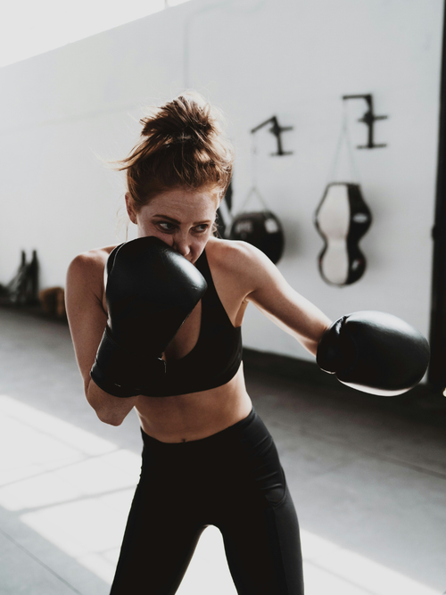 Girl boxing in the gym