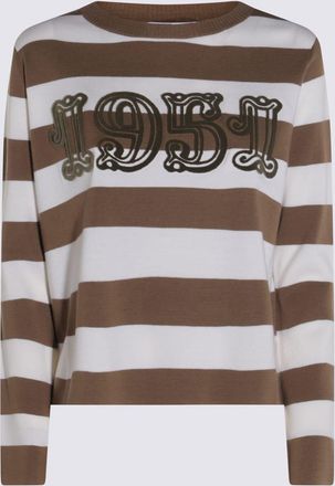 Max Mara White And Beige Wool Knitwear