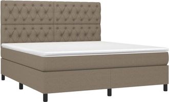 vidaXL Vidaxl - Cama Box Spring Con Colch&oacute;n Tela Gris Taupe 160x200 Cm