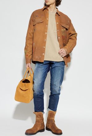 Dsquared2 Shirt With Appliqu&eacute;s, Mens, Brown