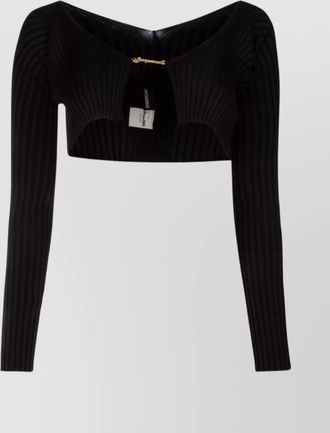 Jacquemus ribbed cropped v-neck long-sleeve cardigan