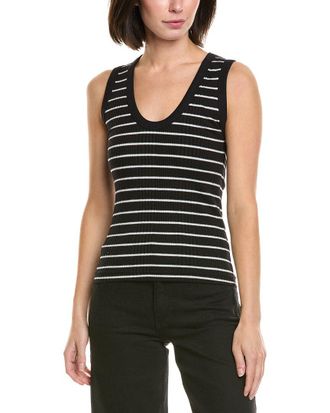 perfectwhitetee Perfectwhitetee Rib Stripe U-Neck Tank