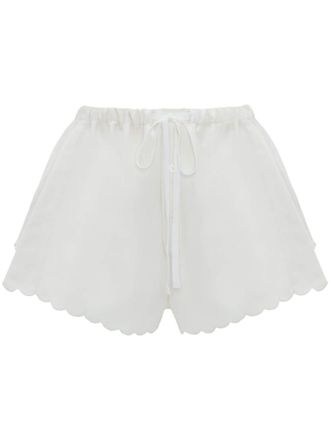 Victoria Beckham Shorts met trekkoordtaille en borduurwerk - Wit