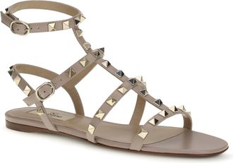 Valentino Garavani Womens Rockstud Leather Sandals Poudre Calf Bos Taurus