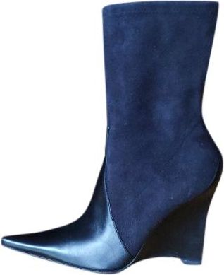 Casadei Suede & Leather Wedge Booties Size 37.5