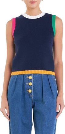 English Factory Colorblock Trim Sweater Vest in Navy Multi at Nordstrom, Size X-Small