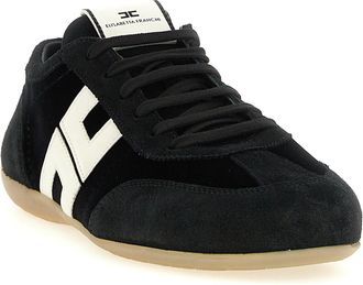 Elisabetta Franchi Nappa and Velvet Sneaker - Black
