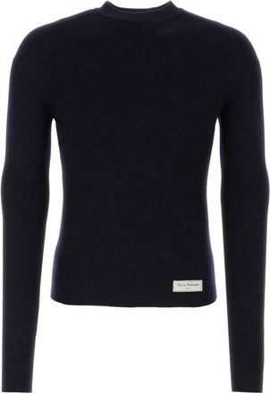 Balmain Marineblauwe wollen trui - Heren - Ronde hals truien - Blauw - L - Wol - Truien & Vesten