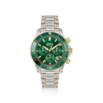 BOSS Sealiner two-tone chronograph watch with green dial