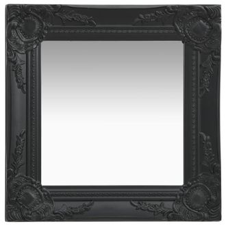 Nova Espejo De Pared Cuadrado Estilo Barroco 40x40 Cm Negro Dec022849