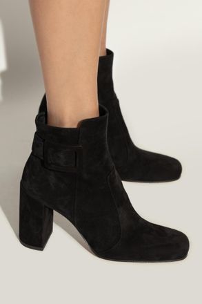 Roger Vivier Suede Heeled Ankle Boots, Womens, Black