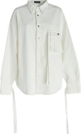 ADĀMO Andrea Adamo Shirt met lange mouwen - Dames - Overhemden - Wit - S - Katoen - Overhemden