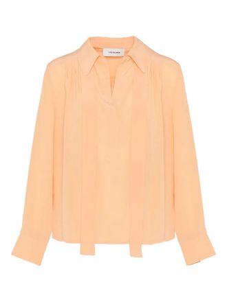 Yves Salomon tie-neck silk blouse - women - Silk - 38 - Orange