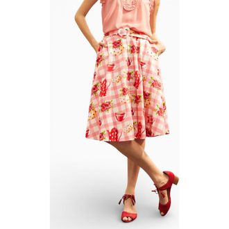 ModCloth Tea Time Cutie Skirt in Strawberry Teacake at Nordstrom, Size X-Large