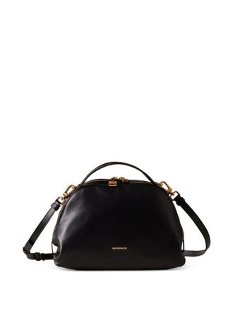 Borbonese small Bowler curved zip tote bag - women - Leather/Polyester - One Size - Black