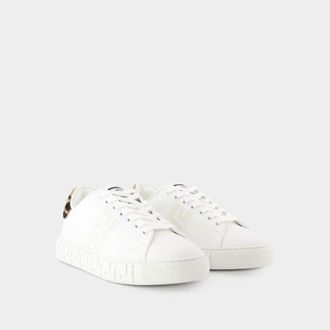 Versace Womens La Greca Sneakers - - Canvas - White - Size EU 39