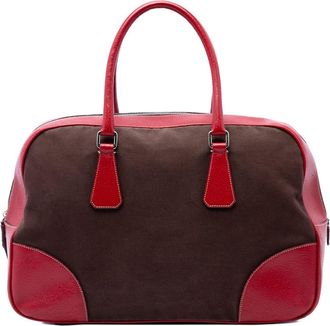 Prada Pre-owned Prada Cinghiale Trimmed Canvas Canapa Bauletto Bag Ladies X3I6NRSAL9G2ZYPF