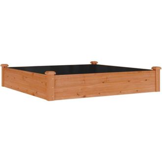 vidaXL Vidaxl - Garden Raised Bed with Liner Brown 120x120x25 cm Solid Wood Fir