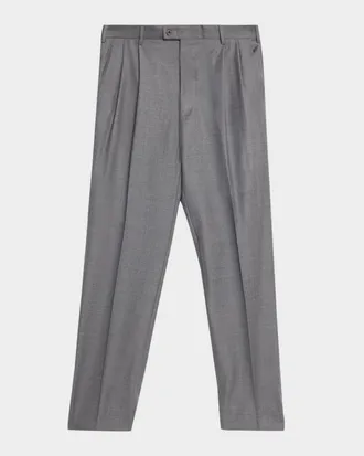 Zanella Men & apos;s Bennett Wool Straight-Fit Pleated Trousers