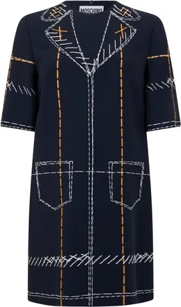 Moschino Kleedjes, Dames, Blauw, S, Korte jurk met print