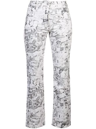 Off-white cartoon-printed straight jeans - women - Cotton - 28