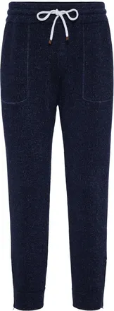 Brunello Cucinelli ribbed-knit cotton-blend track pants - men - Cotton/Linen/Flax - L - Blue