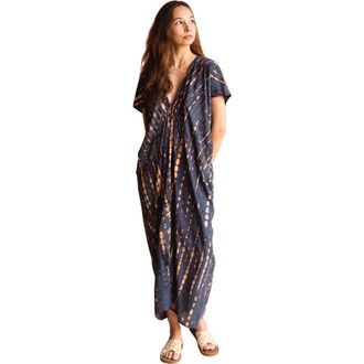 Pink Haley Madella Printed Kaftan Dress in Deep Sea Blue at Nordstrom