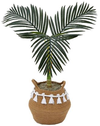 Nearly Natural 3Ft Artificial Golden Cane Palm Tree With Handmade Tassel Basket Diy Kit