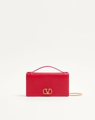 Valentino Garavani VLogo Signature Grainy Calfskin Wallet With Chain Wo