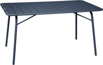 Sweeek Mesa de jard&iacute;n plegable de metal 140cm, 6 plazas, azul marino