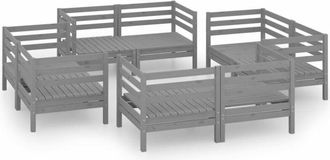 vidaXL Vidaxl - Juego De Muebles De Jard&iacute;n 8 Piezas Madera Maciza De Pino Gris